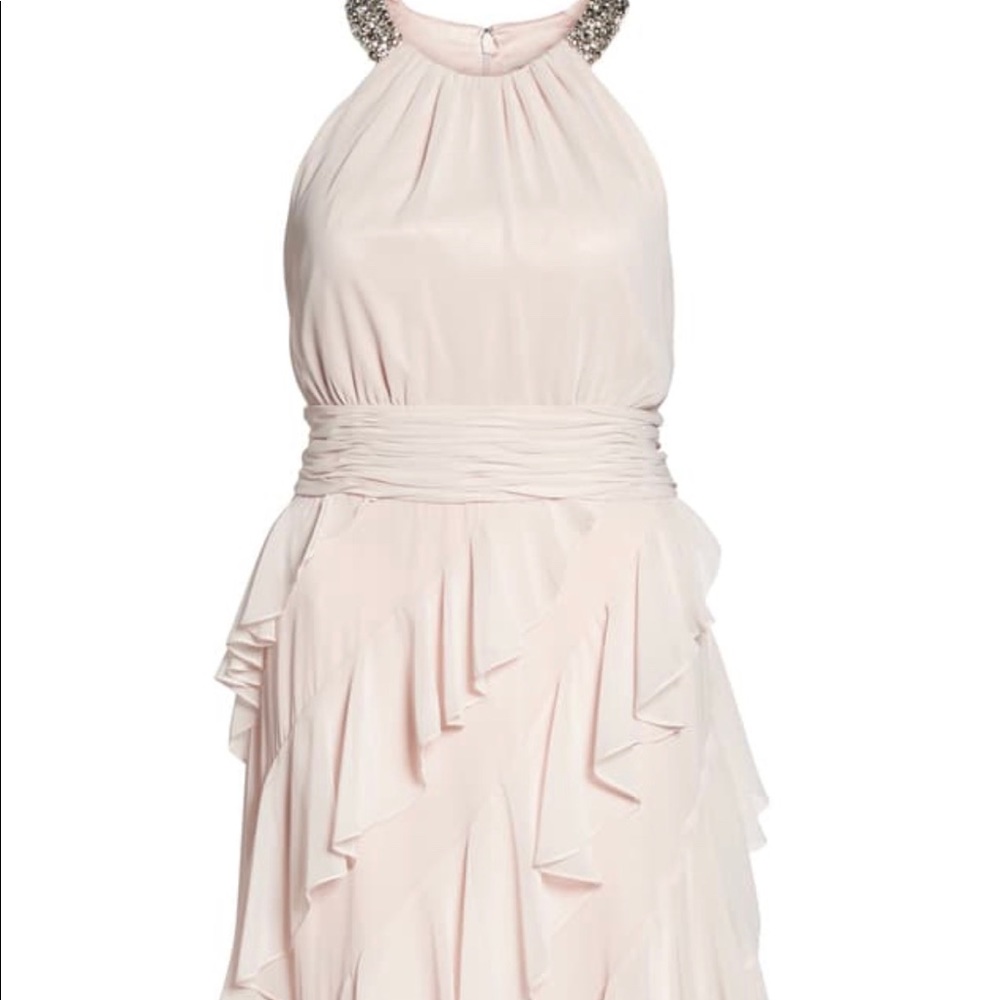 ELIZA J Embellished Ruffle Chiffon Gown